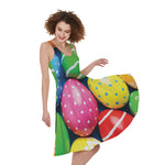 Colorful Easter Eggs Print Women's Sleeveless Dress