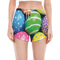 Colorful Easter Eggs Print Women's Split Running Shorts