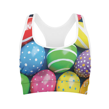 Colorful Easter Eggs Print Women's Sports Bra