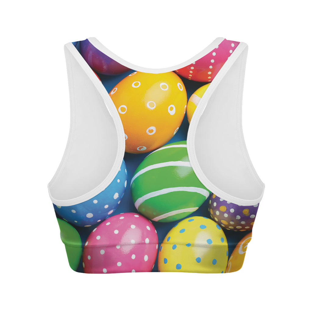 Colorful Easter Eggs Print Women's Sports Bra