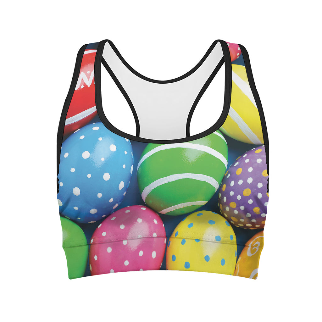 Colorful Easter Eggs Print Women's Sports Bra