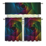 Colorful EDM Geometric Print 3 Piece Kitchen Curtains