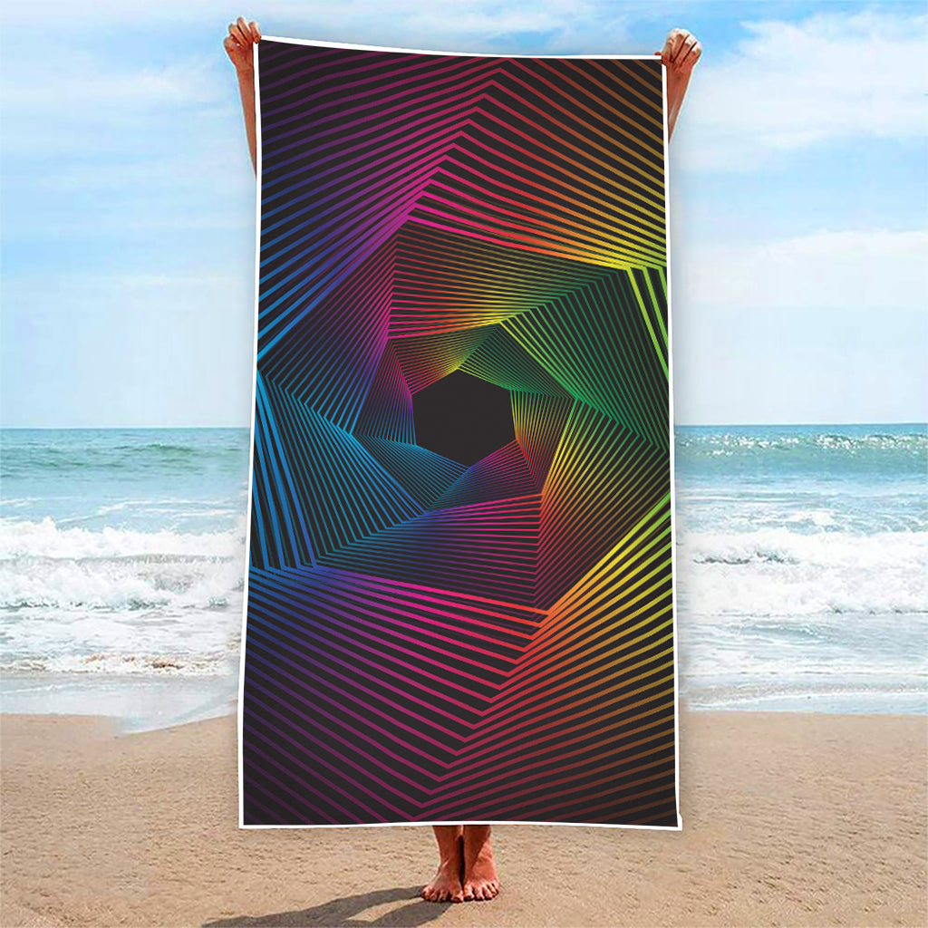 Colorful EDM Geometric Print Beach Towel