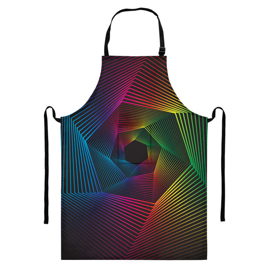 Colorful EDM Geometric Print Bib Apron With Pocket