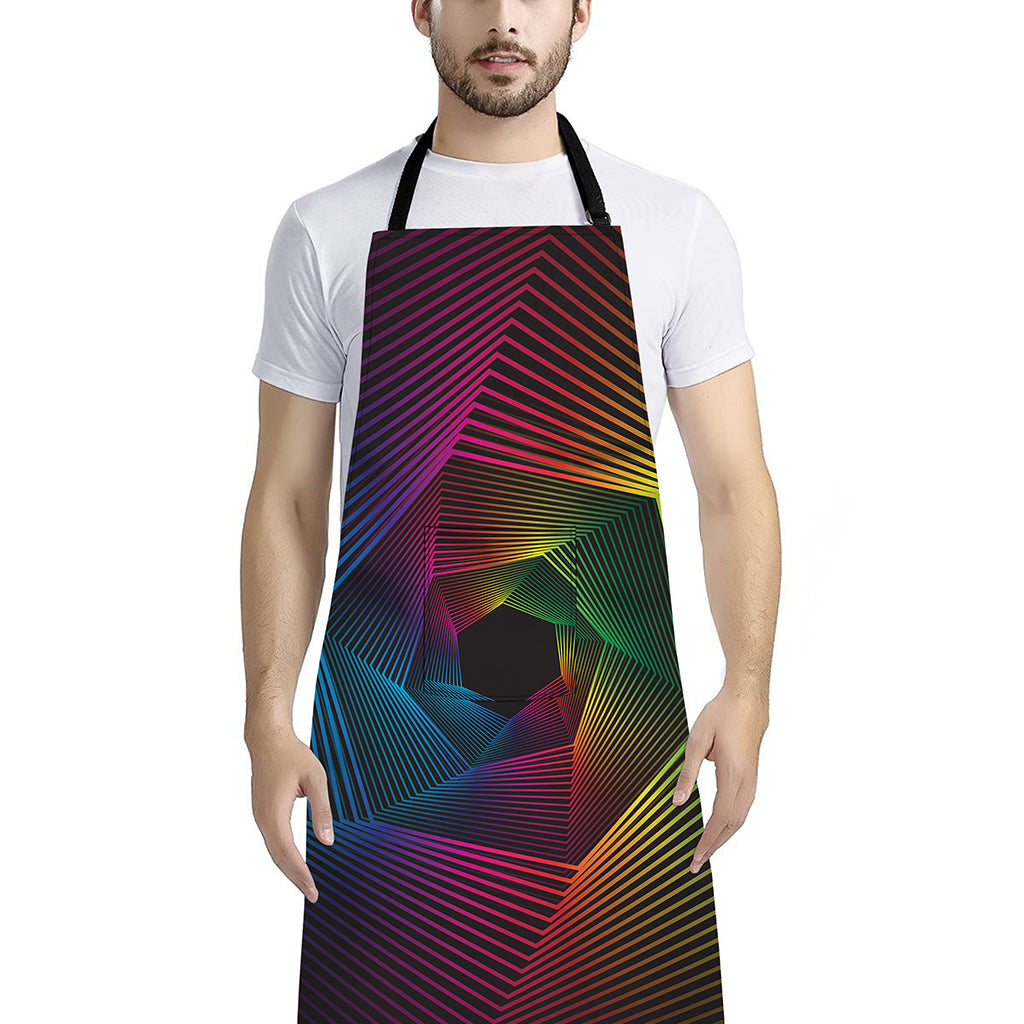 Colorful EDM Geometric Print Bib Apron With Pocket