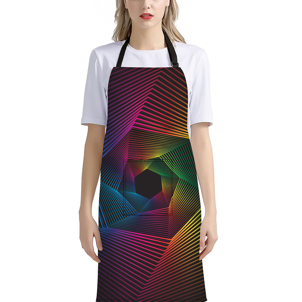 Colorful EDM Geometric Print Bib Apron With Pocket