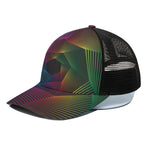Colorful EDM Geometric Print Black Mesh Trucker Cap
