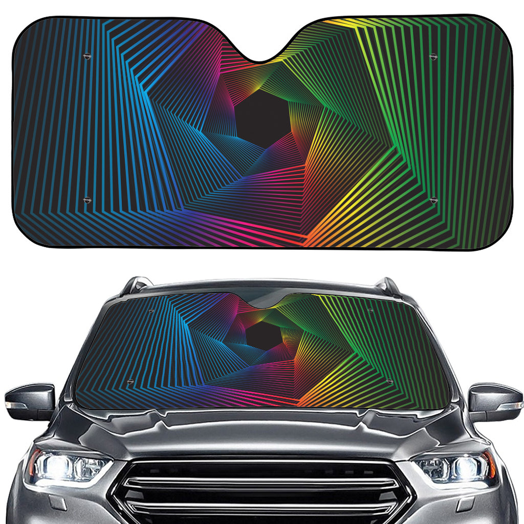 Colorful EDM Geometric Print Car Windshield Sun Shade