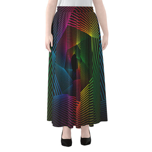 Colorful EDM Geometric Print Chiffon Maxi Skirt