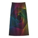 Colorful EDM Geometric Print Cotton Front Slit Maxi Skirt