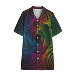 Colorful EDM Geometric Print Cotton Hawaiian Shirt