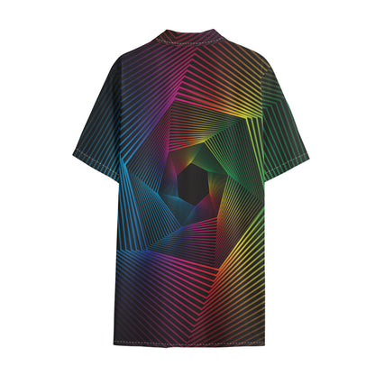 Colorful EDM Geometric Print Cotton Hawaiian Shirt