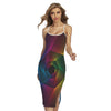 Colorful EDM Geometric Print Cross Back Cami Dress