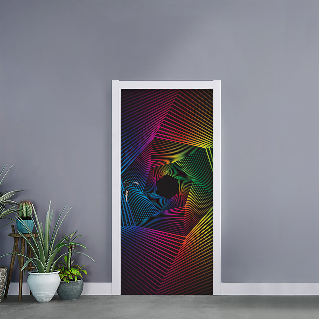 Colorful EDM Geometric Print Door Sticker