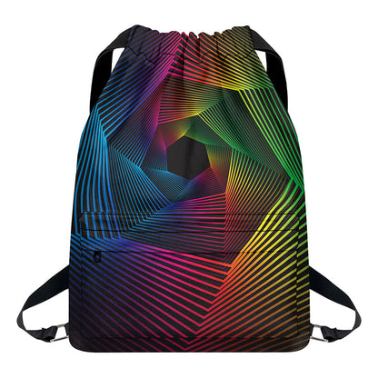 Colorful EDM Geometric Print Drawstring Backpack