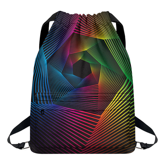 Colorful EDM Geometric Print Drawstring Backpack