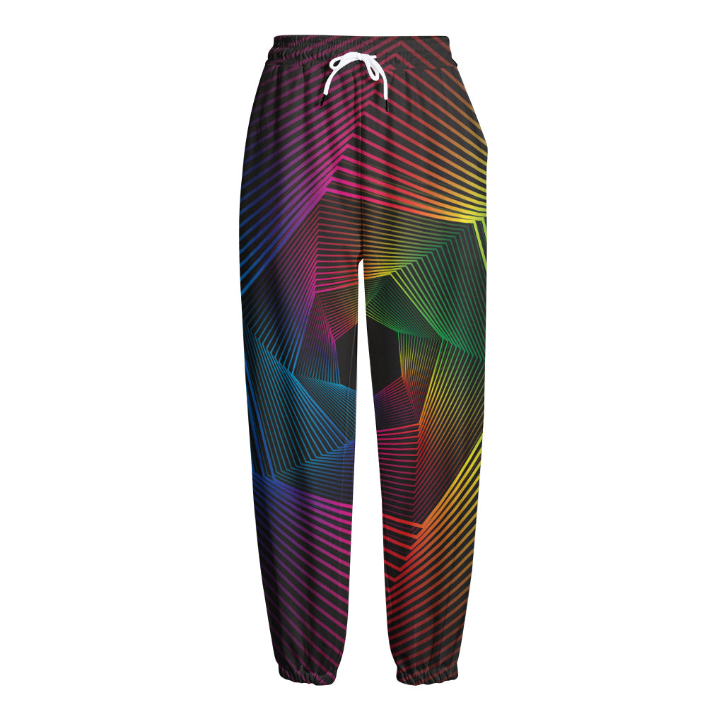 Colorful EDM Geometric Print Fleece Lined Knit Pants