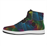 Colorful EDM Geometric Print High Top Leather Sneakers