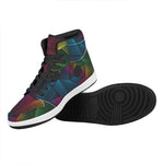 Colorful EDM Geometric Print High Top Leather Sneakers