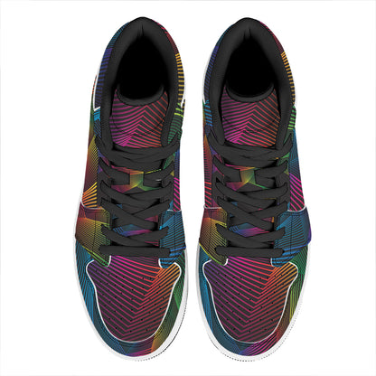 Colorful EDM Geometric Print High Top Leather Sneakers