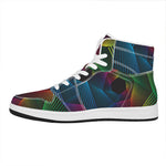 Colorful EDM Geometric Print High Top Leather Sneakers