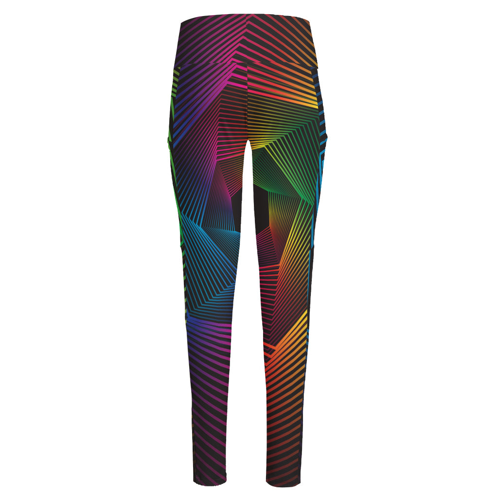 Colorful EDM Geometric Print High-Waisted Pocket Leggings