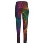 Colorful EDM Geometric Print High-Waisted Pocket Leggings