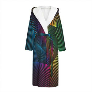 Colorful EDM Geometric Print Hooded Bathrobe