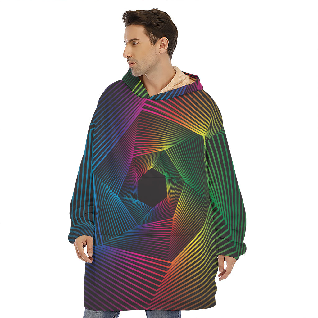 Colorful EDM Geometric Print Hoodie Blanket