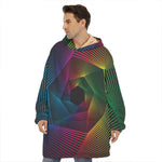 Colorful EDM Geometric Print Hoodie Blanket