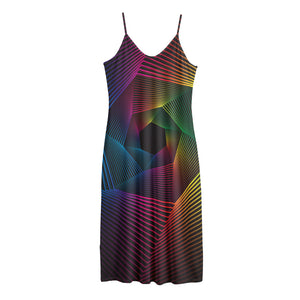 Colorful EDM Geometric Print Jersey Midi Cami Dress