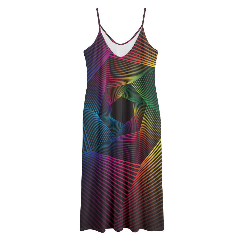 Colorful EDM Geometric Print Jersey Midi Cami Dress