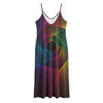 Colorful EDM Geometric Print Jersey Midi Cami Dress