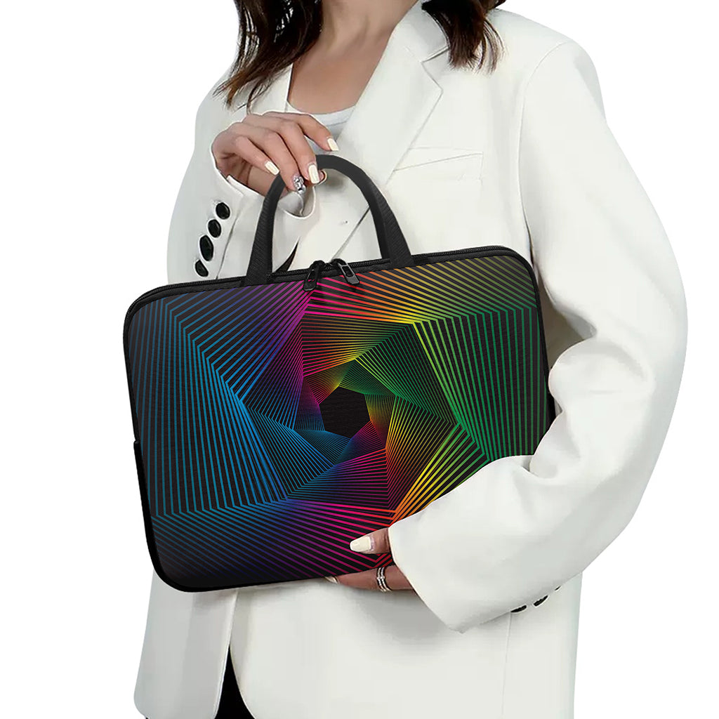 Colorful EDM Geometric Print Laptop Sleeve With Handle