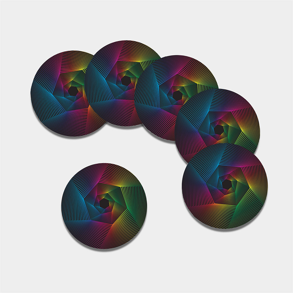Colorful EDM Geometric Print Leather Coaster Set