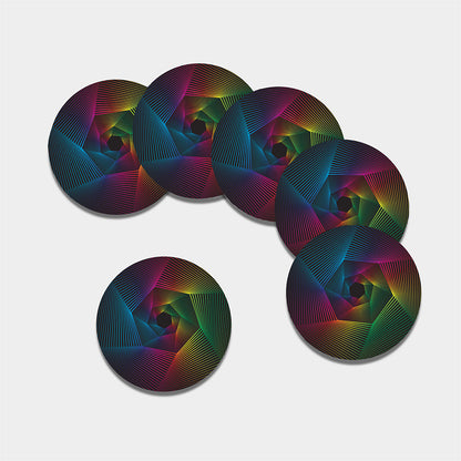 Colorful EDM Geometric Print Leather Coaster Set