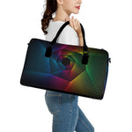 Colorful EDM Geometric Print Leather Duffle Bag