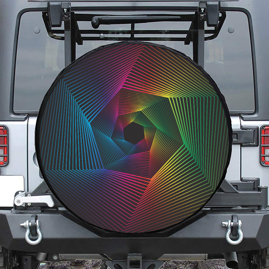 Colorful EDM Geometric Print Leather Spare Tire Cover