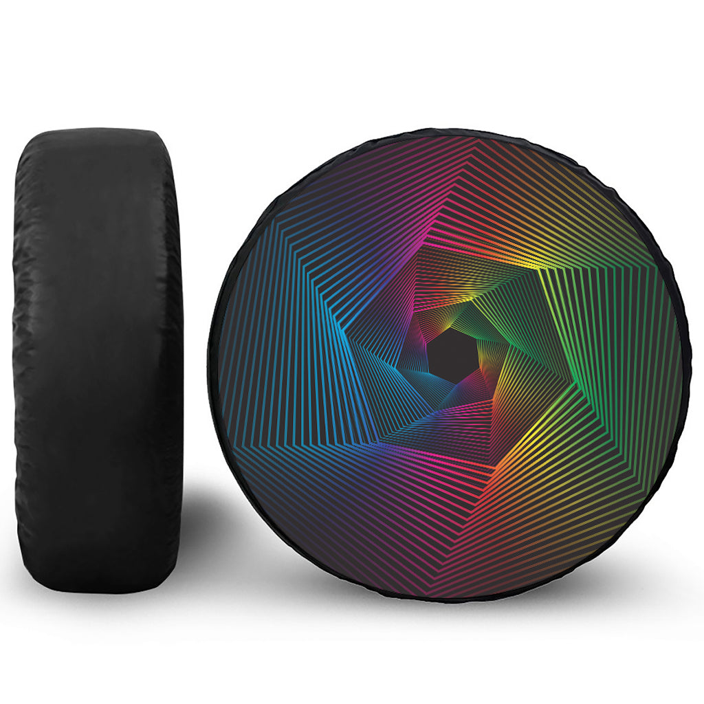 Colorful EDM Geometric Print Leather Spare Tire Cover