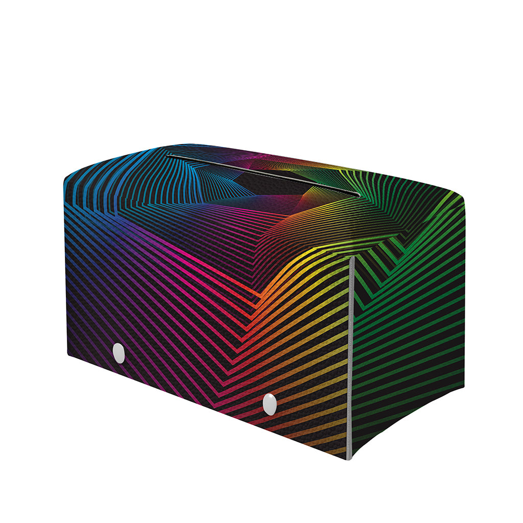 Colorful EDM Geometric Print Leather Tissue Box Cover