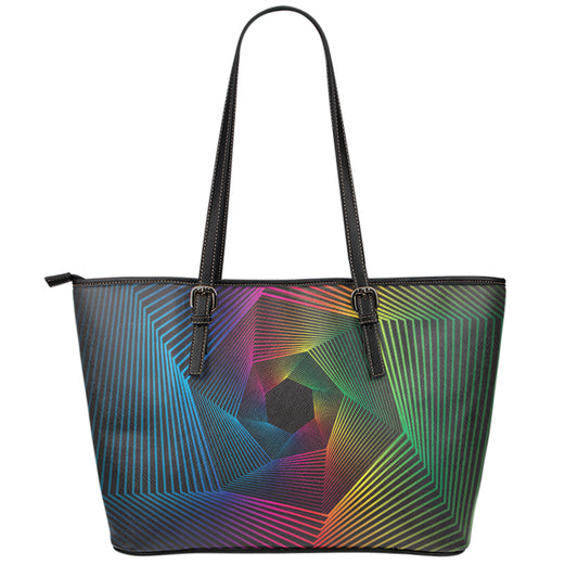 Colorful EDM Geometric Print Leather Tote Bag