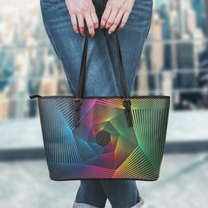 Colorful EDM Geometric Print Leather Tote Bag