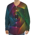 Colorful EDM Geometric Print Long Sleeve Baseball Jersey