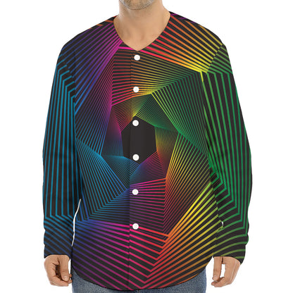 Colorful EDM Geometric Print Long Sleeve Baseball Jersey