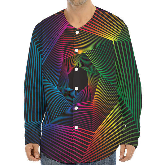 Colorful EDM Geometric Print Long Sleeve Baseball Jersey