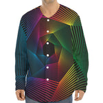 Colorful EDM Geometric Print Long Sleeve Baseball Jersey