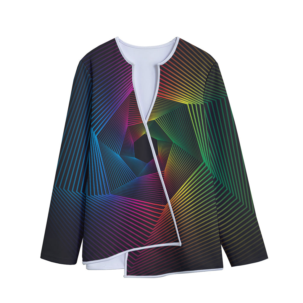 Colorful EDM Geometric Print Long Sleeve Short Coat