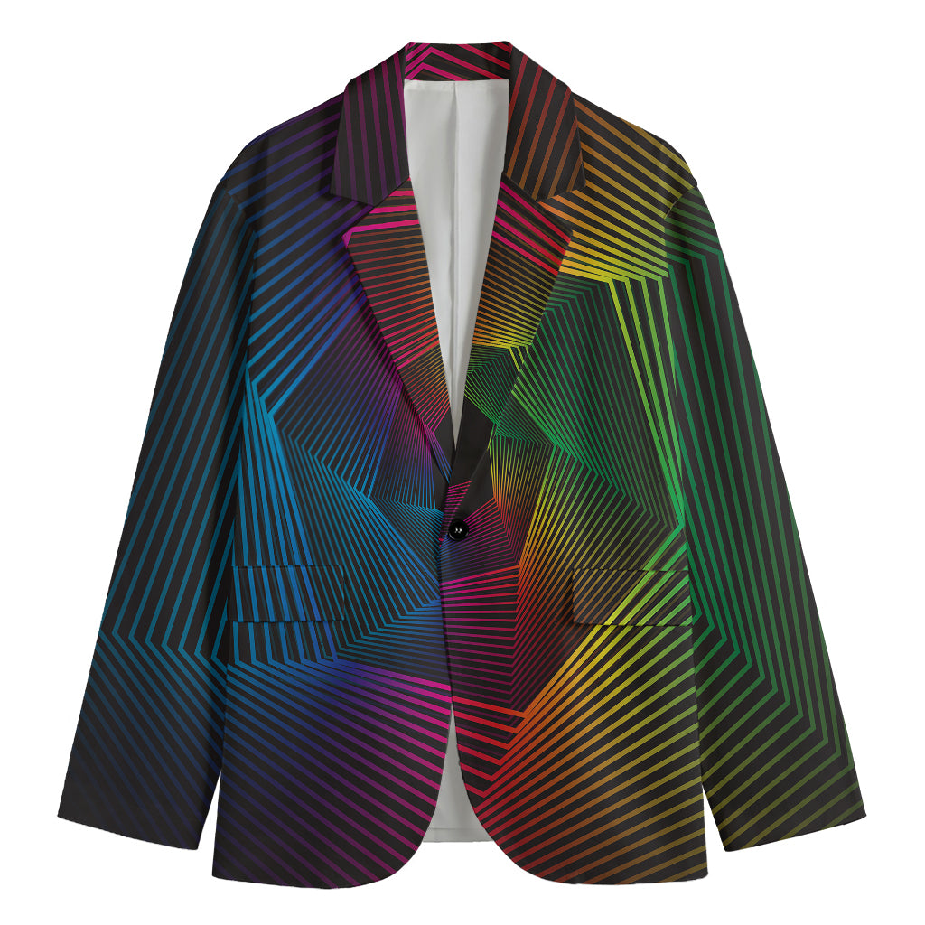 Colorful EDM Geometric Print Men's Blazer