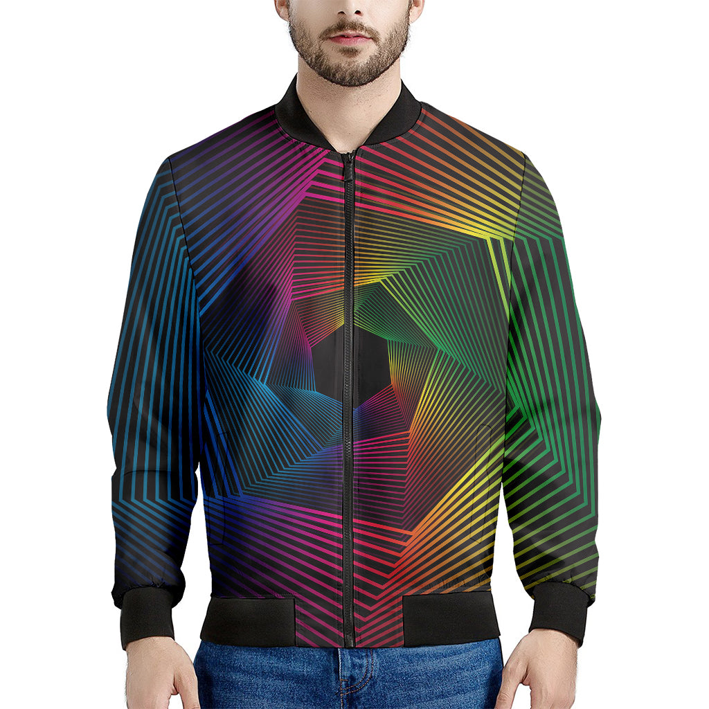 Colorful EDM Geometric Print Men's Bomber Jacket
