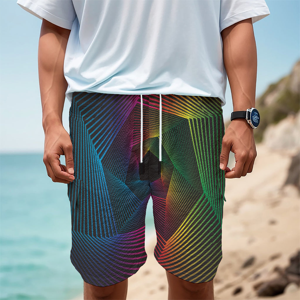 Colorful EDM Geometric Print Men's Cargo Shorts